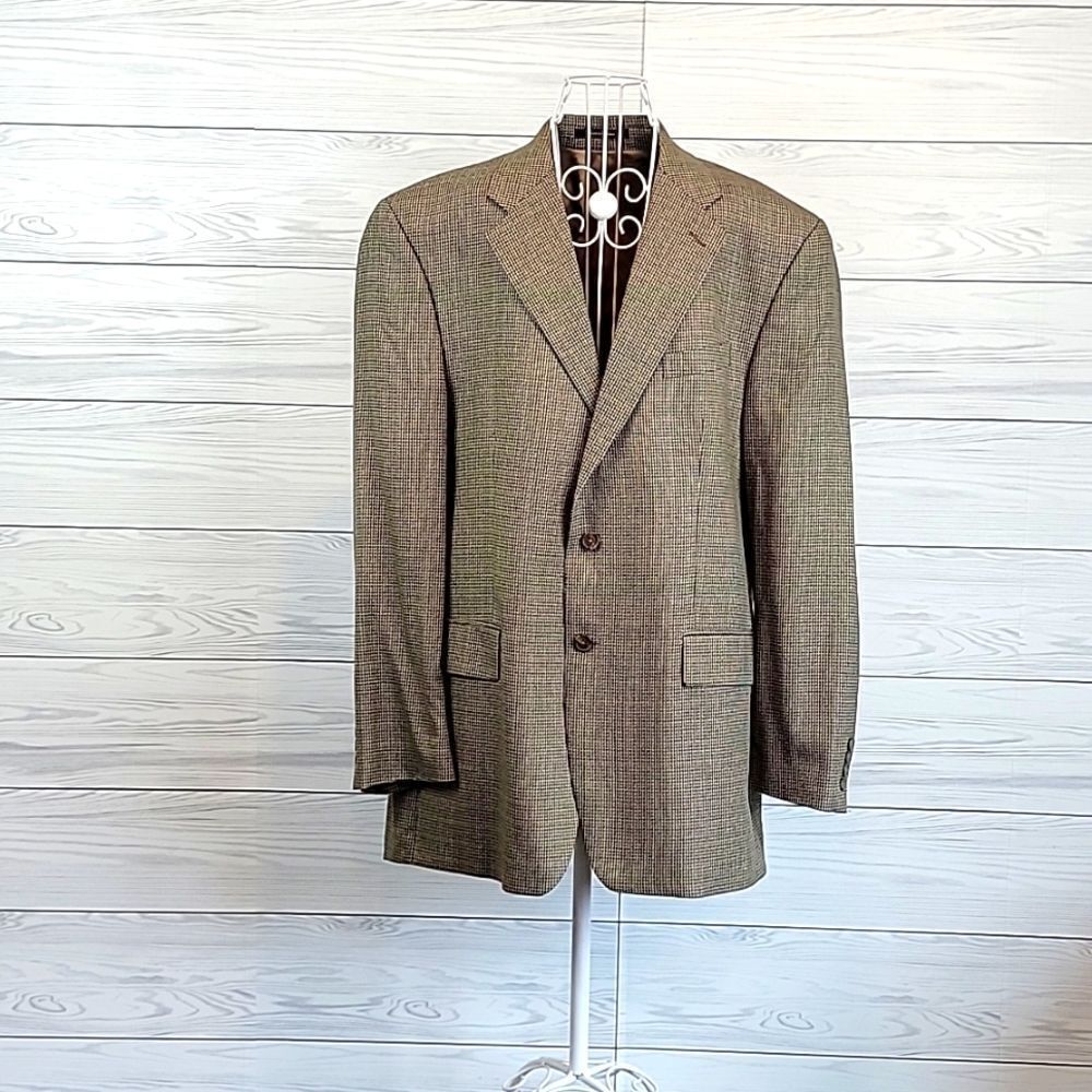 Chaps Ralph Lauren Nailhead Tweed Silk And Wool Blazer Mens Size 44T